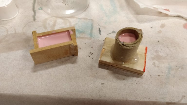 Silicone poured in molds