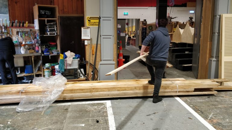 Lumber being stored