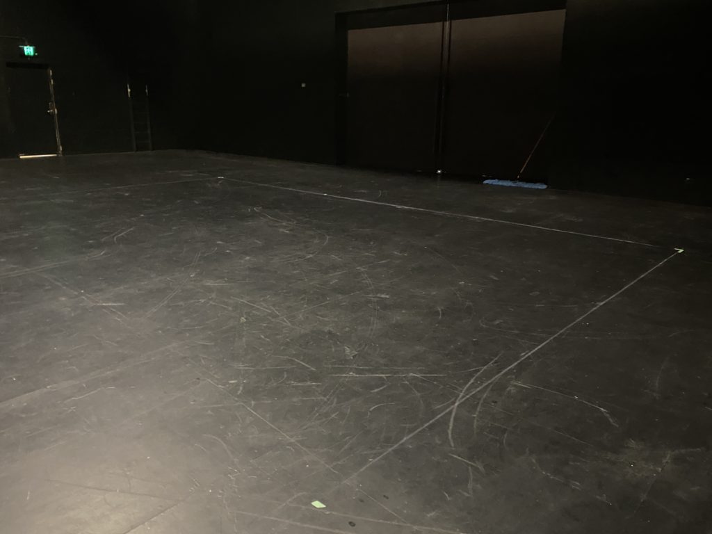 Theater floor marked for painting